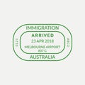 Melbourne passport stamp. Australia airport visa stamp or immigration sign. Custom control cachet. Vector illustration. Royalty Free Stock Photo